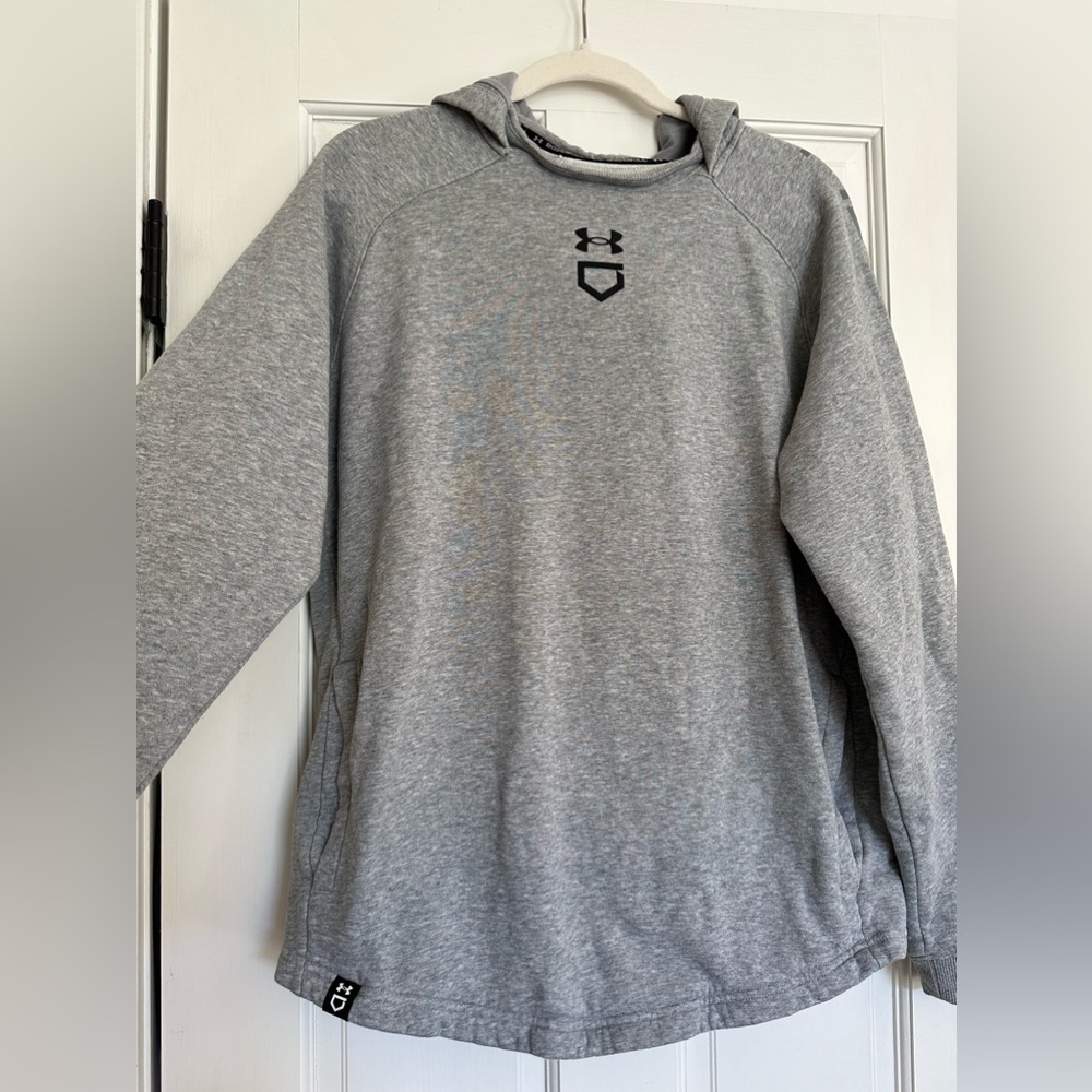UNDER ARMOUR BASEBALL mens M Loose Hoodie SWEATSHIRT pockets Heather Gray